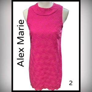 NWOT Alex Marie pink on pink embroidered circles lined sleeveless dress SZ 2